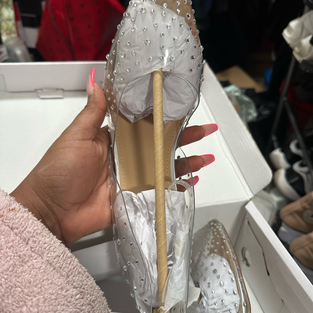 Clear Rhinestone Studded Pumps - Picture 3 of 3